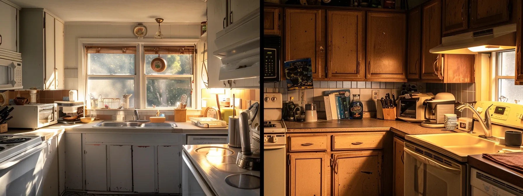Before: Outdated, worn kitchen in San Diego – before remodel