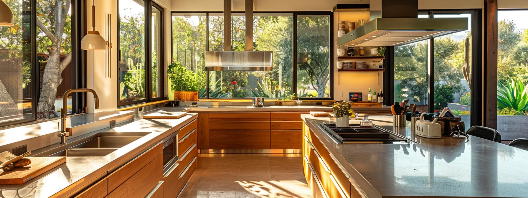 a beautifully organized san diego kitchen features sleek, modern cabinetry and vibrant natural light streaming through large windows, showcasing an inviting and efficient space perfect for culinary creativity.