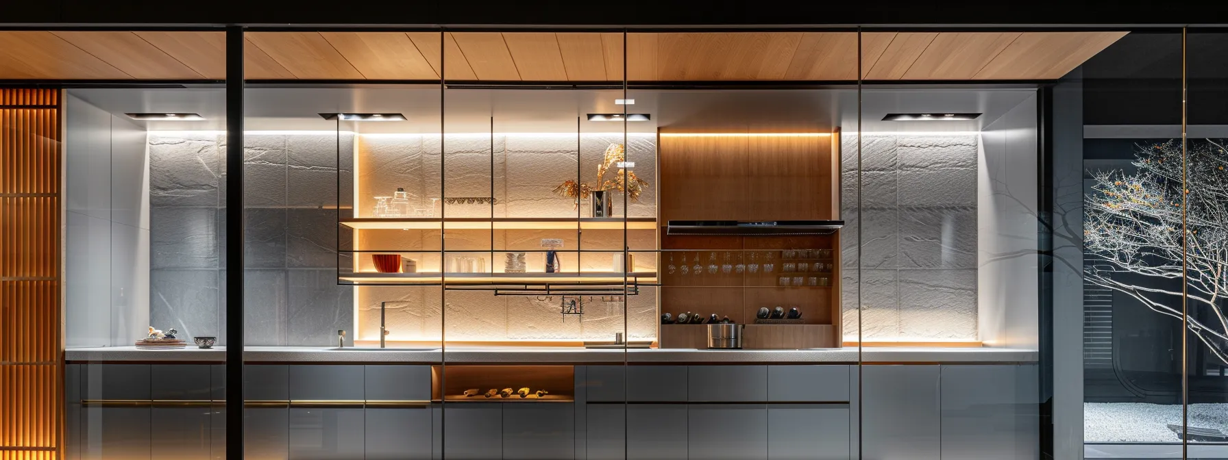 a beautifully designed kitchen showcases elegant cabinetry that seamlessly integrates with the space, highlighting functional aesthetics and inviting natural light to enhance its stylish appeal.
